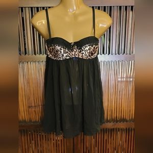 New no tags baby doll black and leopard print set sz sm